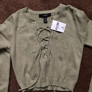 Tie front crop sweater